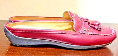 Мокасины с басовыми кисточками - стильные бордовые туфли-слипоны размер 5,5 - Изображение 1 из 4