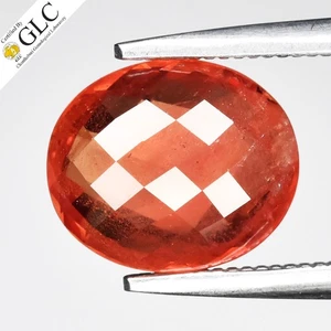 💎GLC CERTIFIED 2.17ct Oval Natural Reddish Orange Sapphire - Heated, Ceylon Gem - Picture 1 of 5