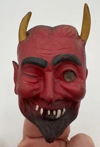 RARE 1960s Rubber Winking Devil Head Magic Seer Swami Mascot Rat Rod Charm - Picture 1 of 6