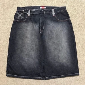 Evolution Y2K Cyber Extra Baggy Skater Rosso Ricamato Nero Jorts 42W - Foto 1 di 8