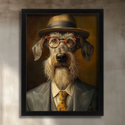 Irish Wolfhound Gentleman Portrait Vintage Dog Wall Art Dapper Canine Art Print - Image 1 of 2