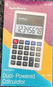 Vintage Radio Shack EC-458 Dual Power Taschenrechner mit Etui - Bild 1 von 1