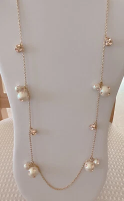 Raro, Collar Kate Spade Lunares Imitación Perla y Cristal Disperso Hilo, Nuevo con Etiquetas Foto 1 de 4