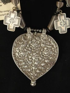 DESIGNER Jewelry ANCIENT ROMAN COINS Silver Indian Crosses LARGE HEART Necklace - Picture 1 of 12