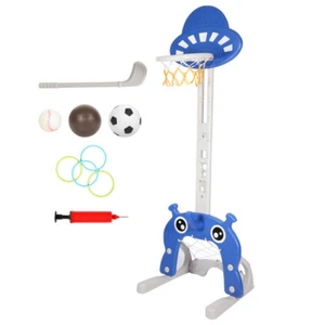 Kinder Basketballkorb Set 4 in 1 Basketballständer mit Fußballtor & Wurfspiel - Bild 1 von 13