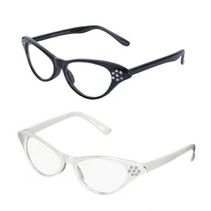 Retro 50s Style Diamante Trim Sunglasses Rockabilly Fifties Pin Up Grease Vtg BN - Picture 1 of 5