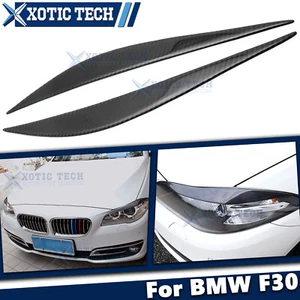For BMW F30 3 Series 2012-2018 Front Headlight Eyelid Carbon Fiber Overlay Trim - Picture 1 of 13