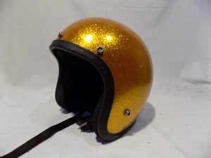 VINTAGE GOLD METAL FLAKE MOTORCYCLE/MINI BIKE HELMET RUPP ARCTIC CAT HONDA CT70 - Bild 1 von 11