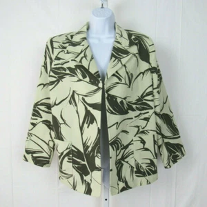 Vintage 1990er Linda Allard Ellen Tracy Größe 12 Baumwolle Canvas Jacke grüne Blätter - Bild 1 von 12