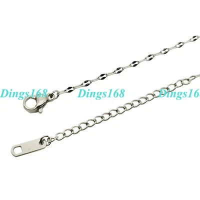 Men & Women's 18K White Gold Filled Italian Lip Shape Link Chain Necklace F082W - Image 1 of 2