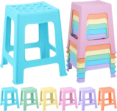 6 Pack Plastic Stools 16.9 Inch 6 Macaron Colored Nesting Stools Portable Backle - Image 1 of 4