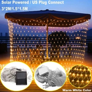 200/96 LED Net Mesh Fairy String Curtain Lights Outdoor Home Xmas Party Decor US - Picture 1 of 15