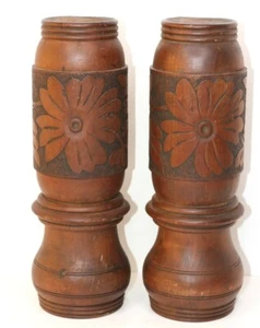 Lote de acento de decoración de pared Tiki floral tallada madera de salvamento arquitectónico - Imagen 1 de 12