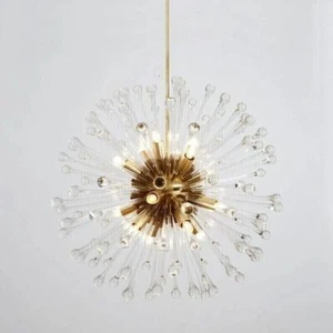 1950's Mid Century Hand Blown Italian Murano Glass Crystal Dandelion Chandelier - Picture 1 of 5
