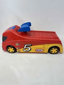 Little Tikes Rennwagen Hauler Spielzeug rot Nummer 5 blau Spoiler mit Werkzeug Vintage RAR - Bild 1 von 12