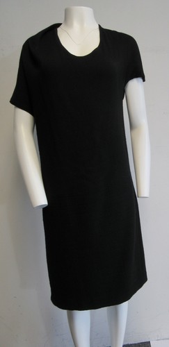 BOTTEGA VENETA Tweed nero collo a V abito asimmetrico manica taglia L