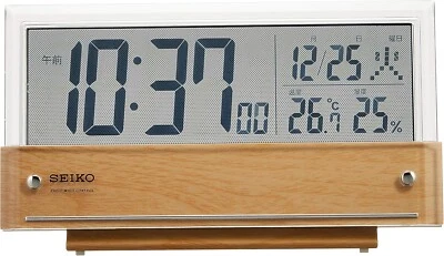 SEIKO Alarm Clock SQ782B Temperature / Humidity See-through LCD Wood Grain - Image 1 of 4