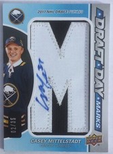 2018-19 UD SP Game Used Draft Day Marks  "M" /35 Casey Mittelstadt Rookie Auto