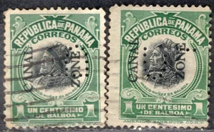 KANALZONE CZ BESITZ 1912/6 ZWEI BRIEFMARKEN Sc. # 38 GEBRAUCHT TYP II PERFIN "P" - Bild 1 von 2