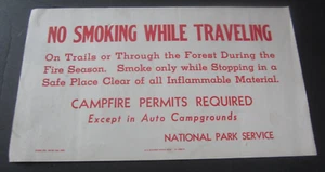 Alter Jahrgang 1953 - NATIONALPARKSERVICE - RAUCHVERBOT auf WEGEN - SCHILD - Bild 1 von 1