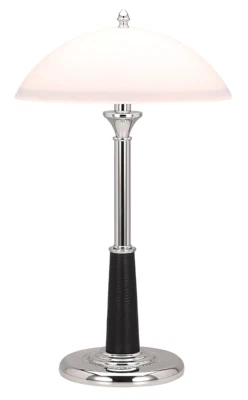 V-Light Executive Style Desk Lamp Metal Frosted Glass 23” Tall Black Chrome - Image 1 of 4