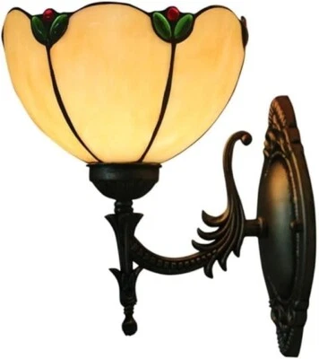 Aplique de pared con lámpara amarilla simple floral mediterránea estilo Tiffany Foto 1 de 4