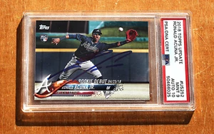 RONALD ACUNA ROOKIE 2018 TOPPS UPDATE #US252 PSA MINT 9 PSA/DNA GEM 10 - Picture 1 of 1