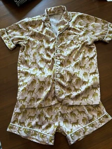 Jane Marie Girls silky pajamas Small size 8 Pink with Gold Cheetah - Picture 1 of 3
