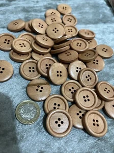 X50pcs Joblot 4 Hole Solid Wood Buttons Sewing Scrapbook Clothing Crafts 25mm - Picture 1 of 5