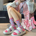 Outdoor Wind Protection And Warmth New Pink Strawberry Socks Fashion Cute Sock p