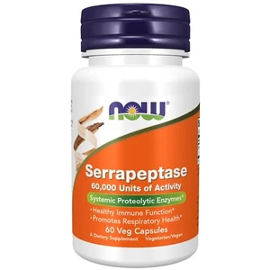 NOW Foods Serrapeptase 60,000 SU, 60 Veg Capsules - Picture 1 of 3