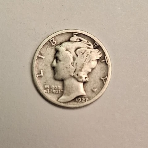 1927 Mercury Dime 90% Silver VG Cover