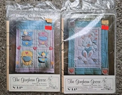 VINTAGE THE GINGHAM GOOSE Hunny Bunny & Dimples Doll House QUILT PATTERNS - Image 1 of 4