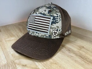 Ariat Patriot Hat Cap Snapback Brown American Flag Mens Desert Camo Western USA - Picture 1 of 7