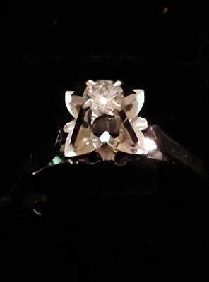 Bagues monture or gris 18 cts avec diamant solitaire - Imagen 1 de 3