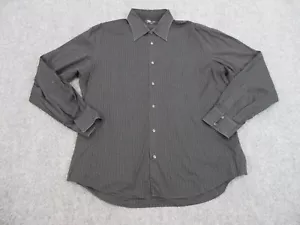 VINTAGE Club Monaco Shirt Mens Extra Large Black Stripes Button Up Stretch - Picture 1 of 9