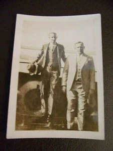 Vintage Black & White Photograph Of Two Men Standing On Boat - Picture 1 of 3
