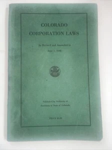 Colorado Corporation Laws 1948 Rare - Picture 1 of 5