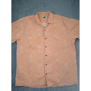 Tommy Bahama Shirt Adult Large Peach Button Up Hawaiian Silk Camp Men - Picture 1 of 8