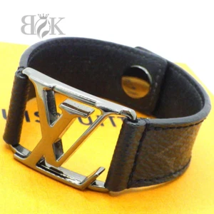 LOUIS VUITTON Bracelet Hockenheim LV Buckle M6295 Monogram Eclipse Black Japan - Picture 1 of 4