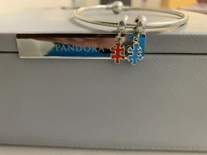 Pandora Red & Blue Jigsaw Puzzle Dangle Charms - Picture 1 of 5