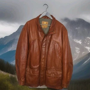 The Territory Ahead Antique Caramel Cowhide Leather Jacket Mens XXL 2XL Car Coat - Picture 1 of 17