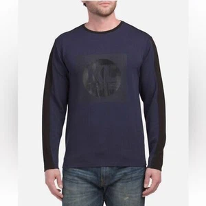 Karl Lagerfeld Paris Logo Knit Top Sweater Navy & Black Size Medium. - Picture 1 of 16