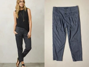 Prana Hose Damen 10 grau Lizbeth Capri Crop Plissee hoher Bund Hanf Recycling i23 - Bild 1 von 18