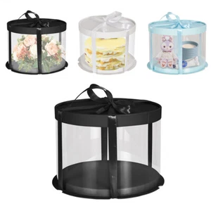 Dia.22cm Clear PVC Cube Chocolate Sweets Cup Cake Wedding Favour Boxes w/ Ribbon - Picture 1 of 15
