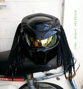 Black Custom Predator Motorcycle Helmet - Picture 1 of 12