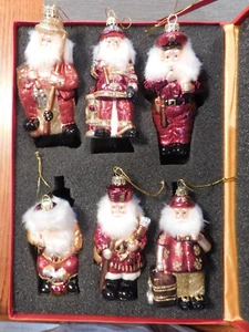AMERI Navidad 6 Adornos de Papá Noel Soplados a Mano Vintage COMO NUEVO en Caja Original - Imagen 1 de 22