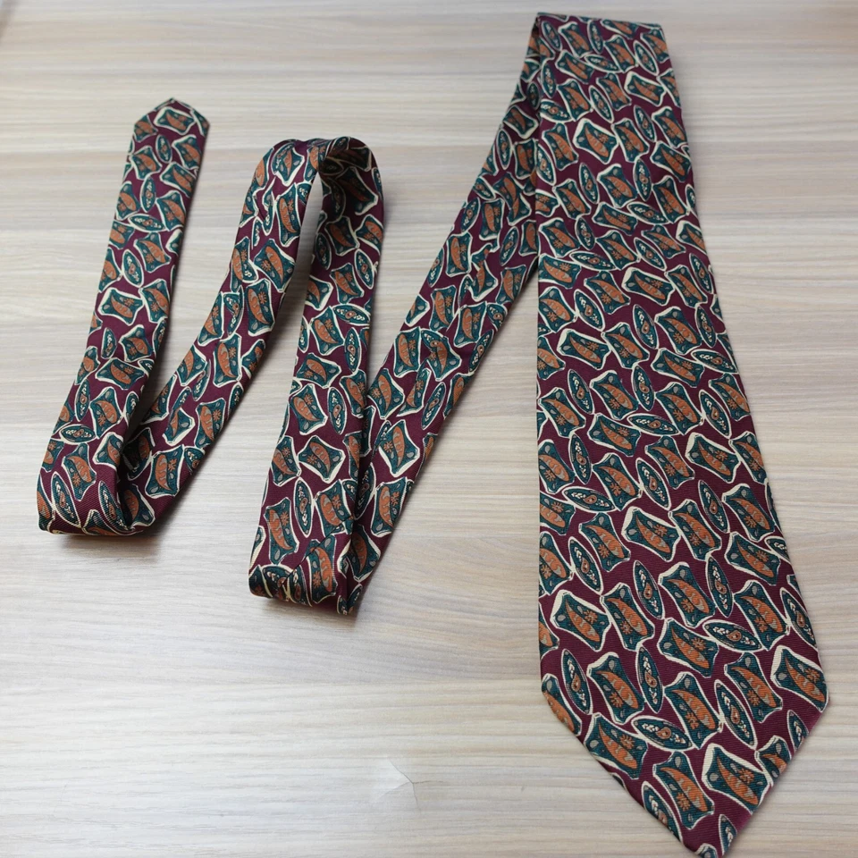 Corbata para el cuello para hombre roja abstracta cachemira Art Deco borgoña vestido ropa de carrera STONEHENGE Foto 1 de 4