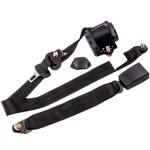 Seat Belt 3 Point Universal Retractable Safety Belt Black - Picture 1 of 6