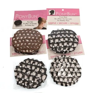 PonyBun® Ballet Dance Hair Bun Maker 4-Pack: 3 Black Rhinestones, 1 Brown Plain - Picture 1 of 4